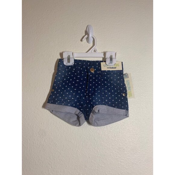 NWT Oshkosh Bgosh Genuine Kids Star Denim Blue Jean Shorts Patriotic Girls 2T - Picture 1 of 5